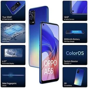 OPPO A55 (Rainbow Blue, 128 GB) (6 GB RAM)