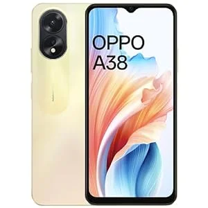 OPPO A38 (Glowing Gold, 4GB RAM, 128GB Storage) | 5000 mAh Battery and 33W SUPERVOOC | 6.56″ HD 90Hz Waterdrop Display | 50MP Rear AI